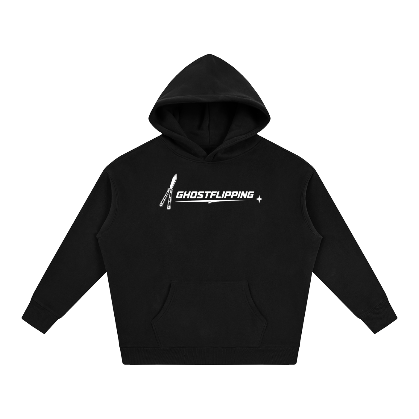 Ghost Flipping Oversized Hoodie (Black)