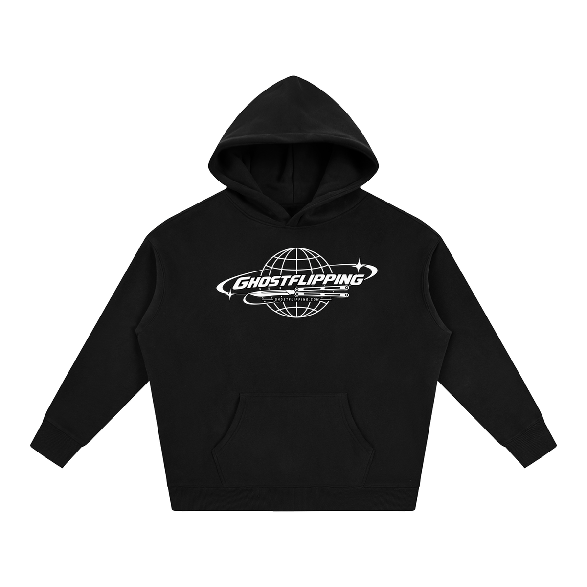 Ghost Flipping Oversized Hoodie (Black)